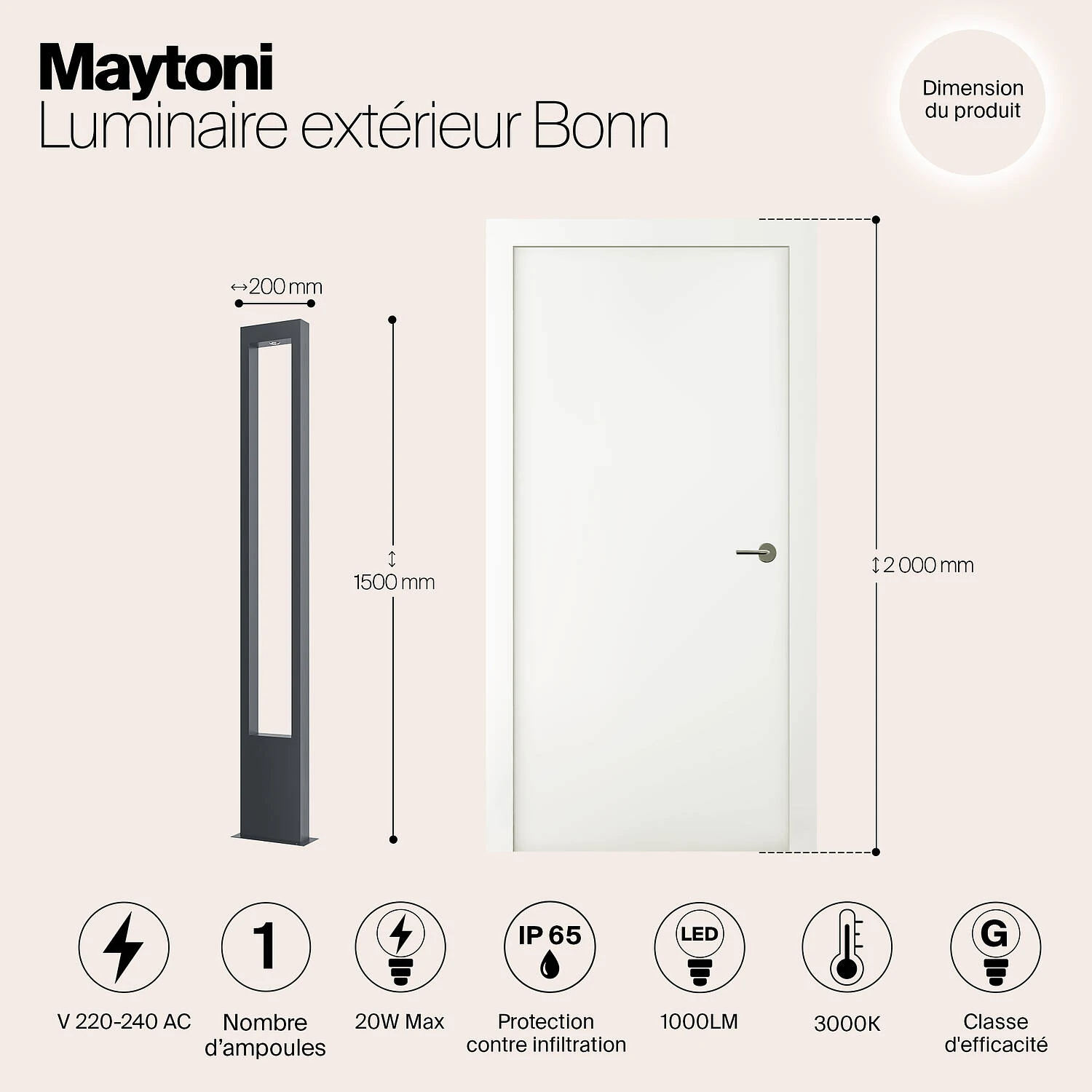 Садово-парковый светильник Outdoor Bonn, LED 20W, 3000K, Графит (Maytoni Outdoor, O425FL-L20GF) - Amppa.ru