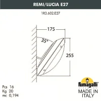 Уличное бра Fumagalli Remi/Lucia 1R3.602.000.WYE27GN1 белый/зеленый, опал