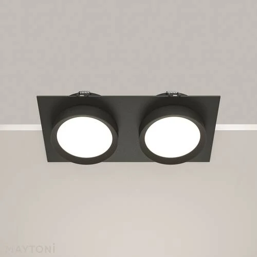 Встраиваемый светильник Downlight Hoop, 2xGX53 Черный (Maytoni Technical, DL086-02-GX53-SQ-B) - Amppa.ru