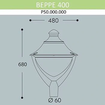 Уличный фонарь на столб FUMAGALLI BEPPE P50.000.000.LYH1R, Серый и Опал (молочный), с лампой 5000Lm, 3000К