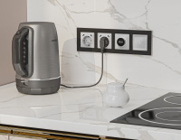 Лицевая панель ALFA (Серебро глянец) для терморегулятора теплого пола с цифровым дисплеем QUANT (Ambrella Volt, AP4058)