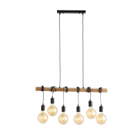 SL1142.403.06 Светильник подвесной Черный, Светлое дерево E27 6*60W BAGETTI