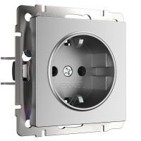 W1171165/ Электроустановочные изделия - Розетка с заземлением и шторками (серебряный матовый)
