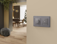 Лицевая панель ALFA (Сталь матовый) для терморегулятора теплого пола QUANT (Ambrella Volt, AP5057)